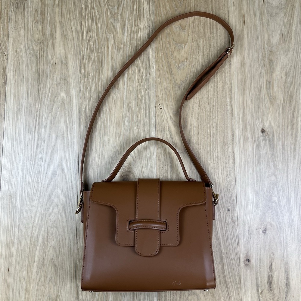 Valentina Fiore Brown Leather Handbag 3198 Italian Leather Crossbody (READ)